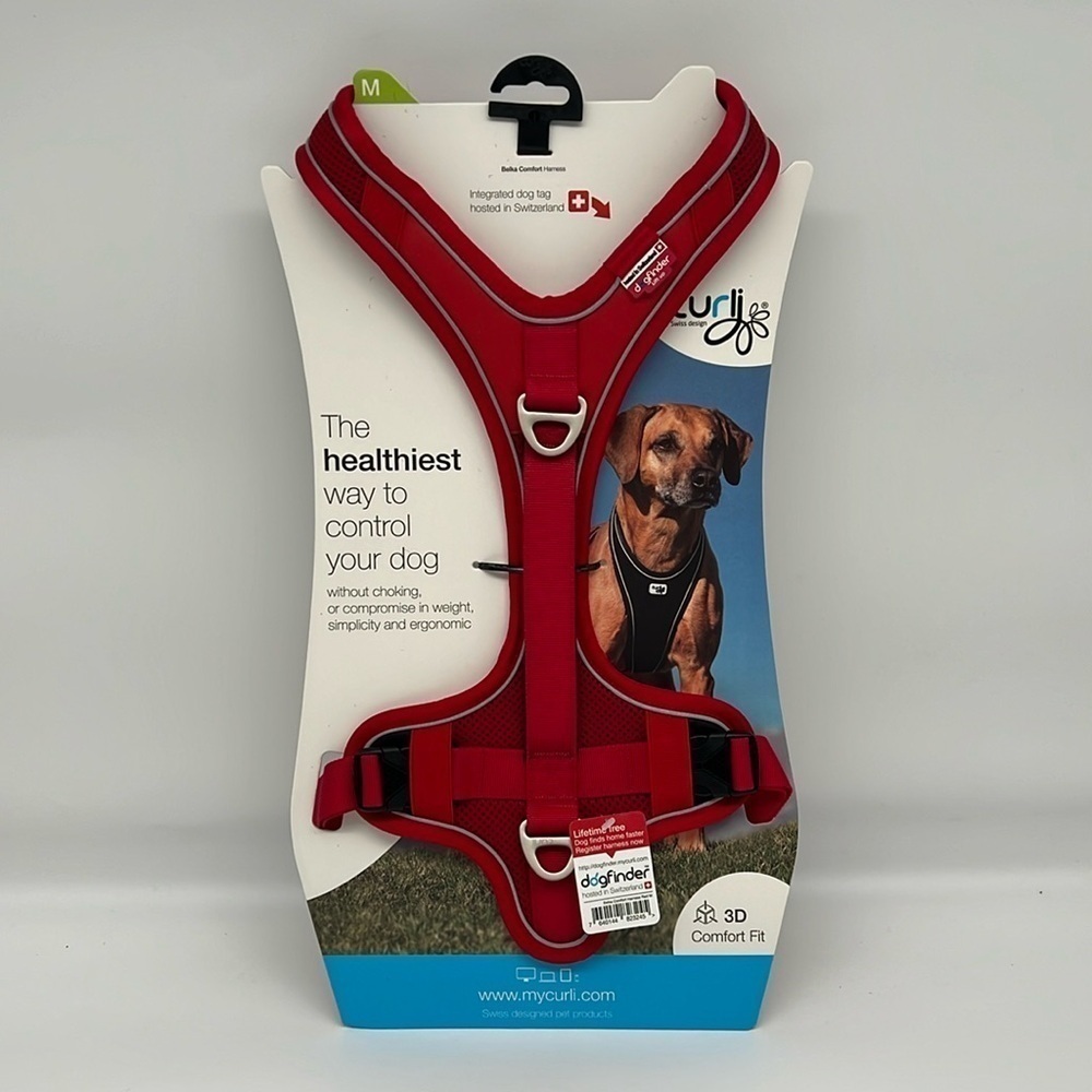 Curli Belka Comfort Dog Harness Adjustable‎ Step-in Choke-Free Reflective Red M